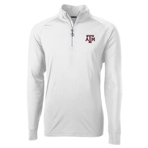 Men's Cutter & Buck White Texas A&M Aggies Adapt Eco Knit Quarter-Zip Pullover